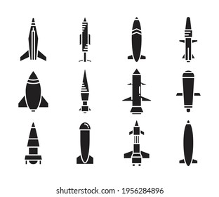 conjunto de vectores de iconos de misiles torpedos