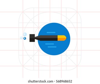 Torpedo Moving in Water Icon