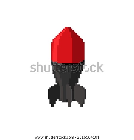 Torpedo pixel art isolated. Nuclear bomb 8 bit. pixelated Vector illustration