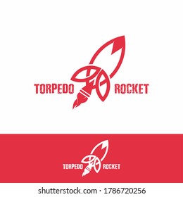 Torpedo rocket pink red vector logo template