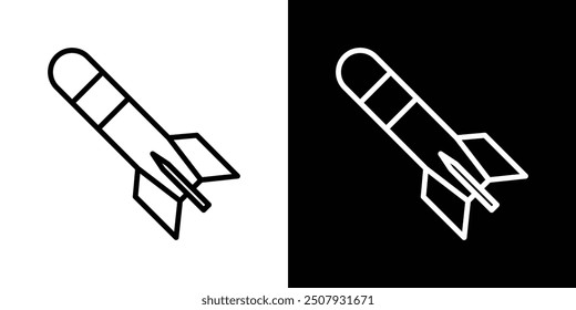 Conjunto de iconos de Vector de línea delgada de torpedo.