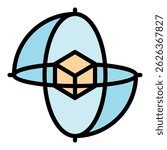 Torque gyroscope icon. Outline torque gyroscope vector icon color flat isolated