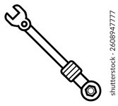 torque wrench set vector line art on white baclground