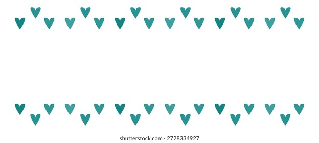 Corazones de torquesa en la parte superior e inferior de la página. Lugar central para el texto.