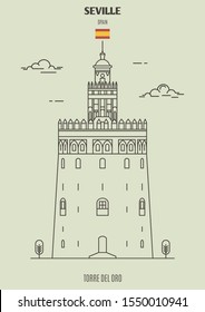 Torre del Oro in Seville, Spain. Landmark icon in linear style