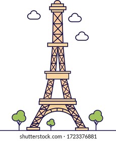 Torre Eiffel in flat style. Vector Illustration