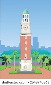 Torre do Relógio da Cidade Velha. Ilustração de arte vetorial