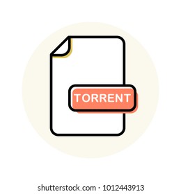 TORRENT File Format, Extension Color Line Icon. Vector Illustration