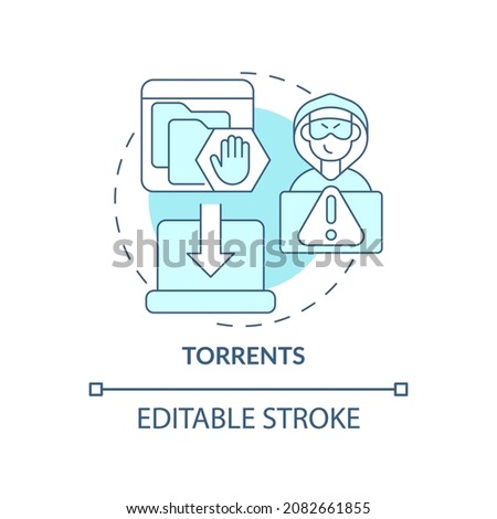 Torrents blue concept icon. Source of piracy abstract idea thin line illustration. Illegal music, software distribution. Illegally torrenting. Vector isolated outline color drawing. Editable stroke