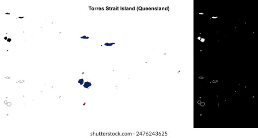 Torres Strait Island (Queensland) outline map set