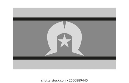 Bandera nacional de los isleños del estrecho de Torres. Identidad Country. Monocromo gris