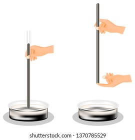 Torricelli open air pressure experiment, physics, gas pressure, mercury, 76 cmHg