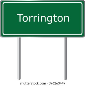Torrington , Connecticut , road sign green vector illustration, road table, USA city