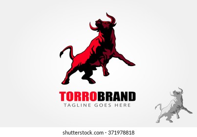 Torro Brand Logo Template. Wild buffalo bull in cartoon style for mascot and emblem design, such a logo.