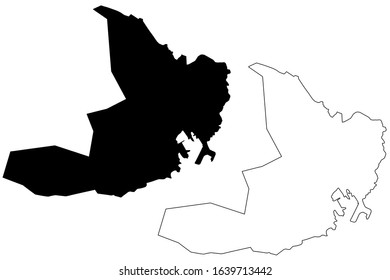 Torshavn City (Faroe or Faeroe Islands, island) map vector illustration, scribble sketch City of Torshavn map
