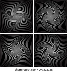 Torsion movement illusion. Set. Vector art.