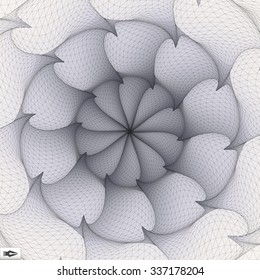 Torsion And Rotation Movement. Vector Art. Mosaic. 3D Abstract Illustration. 