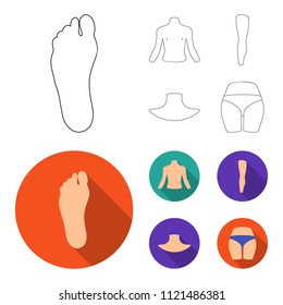 Torso, leg, neck and buttocks. Body parts set collection icons in outline,flat style vector symbol stock illustration web.