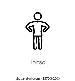 Torso Vector Line Icon. Simple Element Illustration. Torso Outline Icon From People Concept. Can Be Used For Web And Mobile