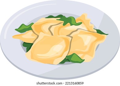 Tortellini Dish Cartoon Icon. Traditional Italian Food