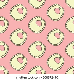 Tortellini. Seamless pattern with doodle kind of pasta.  Hand-drawn sketch background. Vector illustration. 