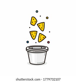 tortila potato chip simple illustration cartoon style design vector