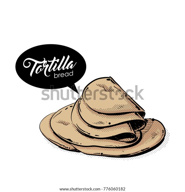 Tortilla Bread Drawing Sketch Style Vector Stock Vector (Royalty Free