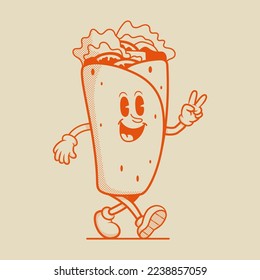 Tortilla Character, Retro Mascot Character