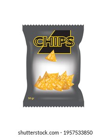 Tortilla  Chips Bag, Vector Illustration