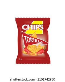 Tortilla  Chips Bag, Vector Illustration