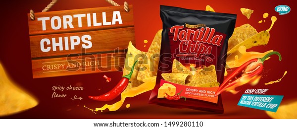 Tortilla Chips Banner Ads Corn Flakes Stock Vector (Royalty Free ...