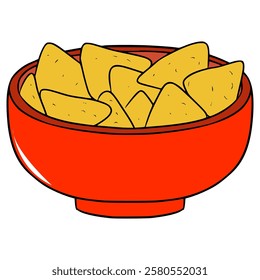 tortilla chips in bowl illustration hand drawn isolated vector