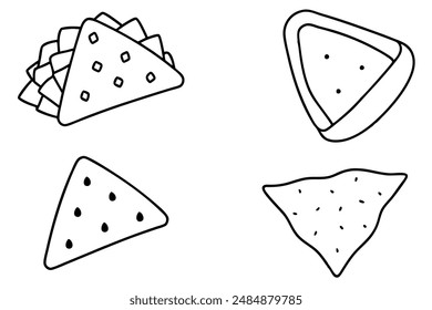 Tortilla chips monochrome line art elegant food