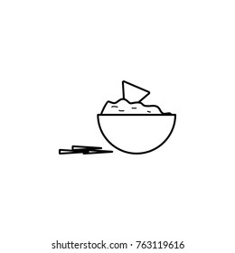 tortilla chips with salsa icon on white background