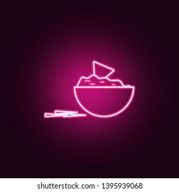 Tortilla Chips With Salsa Neon Icon. Elements Of Fast Food Set. Simple Icon For Websites, Web Design, Mobile App, Info Graphics