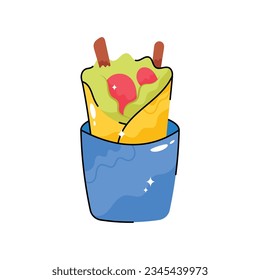 Tortilla wrap doodle vector filled outline Sticker. EPS 10 file