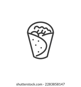 Tortilla wrap line icon. linear style sign for mobile concept and web design. Mexican tortilla outline vector icon. Symbol, logo illustration. Vector graphics