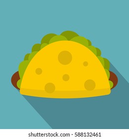 Tortilla wrap with vegetables icon. Flat illustration of tortilla wrap with vegetables vector icon for web isolated on baby blue background