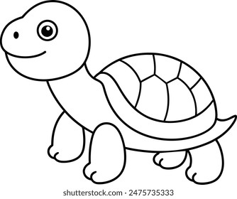 Tortoise black and white vector illustration for coloring book