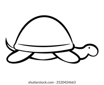 Tortoise cartoon characters walking slow. Best for icon, logo, outline, and coloring book with animal themes for kids