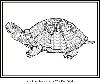 tortoise coloring book for adults vector illustration. Anti-stress coloring for adult