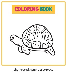 Tortoise Coloring Book or Outline Vector Illustration