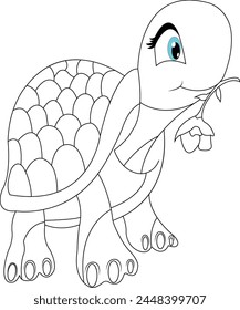 Tortoise coloring page for kids