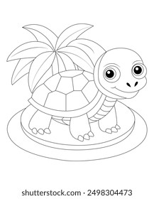 tortoise coloring page for kids