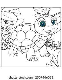 Tortoise coloring page for kids and adults