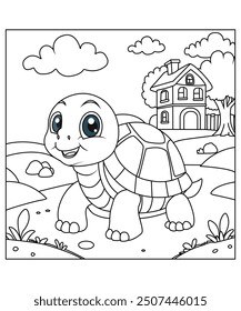 Tortoise coloring page for kids and adults