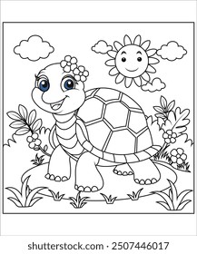 Tortoise coloring page for kids and adults