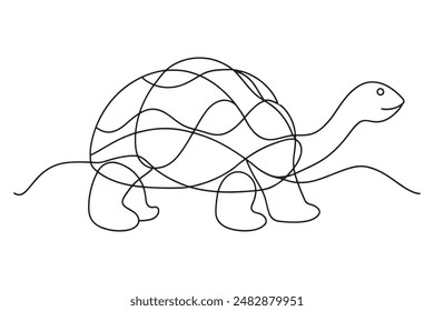 Tortoise Continuous line art vector illustration on white background