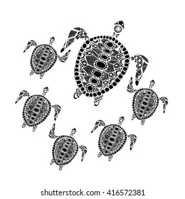 Tortoise family, zentangle for your design