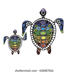 Tortoise family, zentangle for your design